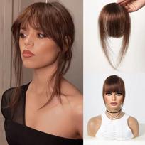 HAIRCUBE 100 % žmogaus plaukų kirpčiukai virš galvos priauginami plaukai Rudi natūralūs plaukai Švelnūs kirpčiukai Moterų kirpčiukai su oro kirpčiukais brown