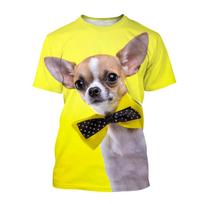 New Summer Fashion Animal Dog Chihuahua 3d Printed T-shirt Men's Women's Children's Street Casual Tops Breathable Lightweight 6XL yellow