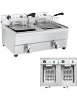 Dviejų kamerų gastronominė gruzdintuvė su čiaupais 230V 2x16L