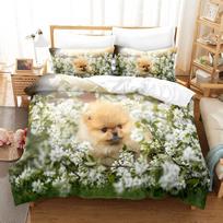 3D Mielas Pomeranijos Špicų Patalynės Komplektas Paaugliams Poliesteris Dvigulė Karalienės Karaliaus Dydis Gyvūnų Šunų Tema EU single(135x200cm)