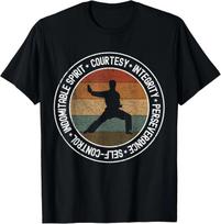 Taekwondo Karate 5 Tenets Martial Arts Uniform Kids Mens Gift Unisex T-Shirt XL brown