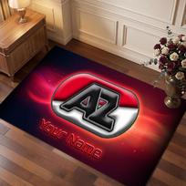AZ Alkmaar Custom Crystal Velvet Rug, Personalized Name Text Print, Football Logo Soft Non‑Slip Floor Mat Home Decor Gift 60cmx90cm red