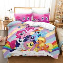 My Little Pony Antklodės Užvalkalų Rinkinys Lovos Patalynė Antklodžių Rinkiniai Karališko Dydžio Medvilninis 3D Vaikų Patalynės Rinkinys 3 Dalių 1 Antklodės Užvalkalas AU Single(140*210cm)3pcs