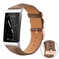 Rose‑Gold Buckle Black Shark‑Grain Vegan Leather Watch Band, Adjustable Replacement Wrist Strap For Fitbit Charge 6 / Charge 5 For Fitbit Charge 4 / 3 brown