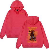 Kanye West Rap Hoodie Women Men Double Sided Print The College Dropout Album Graphic Pullover Hooded Sweatshirt Hip Hop Streetwear Tops L red