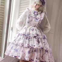 Firefly Flower OP Light Lolita Daily Lolita Vintage Dress - Girls' Soft Girl Fake Two-Piece Set L gray