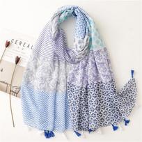 Soft Thin Scarf  Viscose Women Aztec Patchwork Floral Tassel Shawls And Wraps Female Muslim Hijab Bufanda Sjaal  Fashion gray