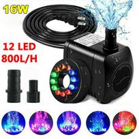 Panardinamas vandens siurblys su 12 LED lempučių fontano tvenkinio sodo žuvų bakas US Plug polarity plug