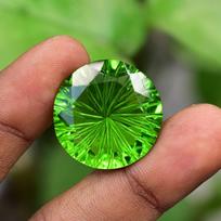 34.35 Ct NATURAL Green Peridot Unique Round Cut   Loose Gemstone 23.2 mm žalia