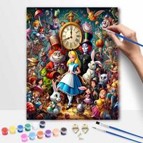 Disney Alice In Wonderland Digital Paint By Numbers Hand Painting Kit. Home Decor Gift. 75 characters. 20x30cm gray