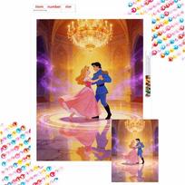 Disney Sleeping Beauty Aurora and Prince Philip diamond painting mosaic art kit 5D handmade diy gift home decoration Round 50x70cm brown