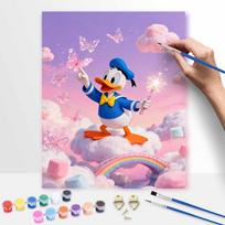 Disney Digital Oil Painting Art Kit Donald Duck Magic Clouds Rainbow Handmade Coloring Painting Home Decor 20x30cm pink