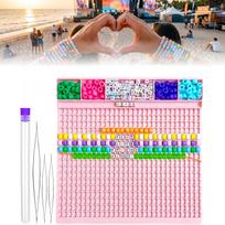 Pony karoliukų greito vėrimo padėklas 6×9 mm Pony ir 6×6 mm raidiniams karoliukams Kandi apyrankių gamybos lenta Padėklas su 3 vėrimo adatėlėmis ir laikymo vamzdeliu rožinė