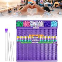 Pony karoliukų greito vėrimo padėklas 6×9 mm Pony ir 6×6 mm raidiniams karoliukams Kandi apyrankių gamybos lenta Padėklas su 3 vėrimo adatėlėmis ir laikymo vamzdeliu violetinė