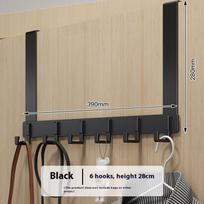 Durų kabliukas Miegamojo reguliuojamas aliuminio kabliukas Sieninis kabliukas Vonios durų pakaba Drabužiams be gręžimo Black 28cm 6Hook