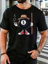 Cool Cartoon Eight Ball Billiards Character Graphic Unisexs Crew Neck Short Sleeve Cotton T Shirt Pool Sport Print Male Casual Tee XL black