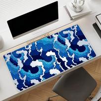 Art Waves Japanese Style Mouse Pad Non-slip Rubber Gamer Balance Computer Mat Decoracion Deskmat Laptop Office Large 30cmx80cm blue