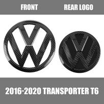 1 SET For VW Transporter T6 2016-2020 Original Replacement Version Car Front Grille Emblem Center Cover Rear Trunk Lid Sticker anglies pluošto juodos spalvos