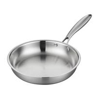 304 Stainless Steel Non-stick Frying Pan for Steak, Gas & Induction Compatible, Triple-Layer Flat-Bottom 26 cm gray