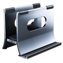 Aluminum Laptop Vertical Dock Stand Holder Gravitational Auto Lock Designing for Laptop Bracket with Silicone Protector 1 gray