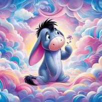 Disney Eeyore Diamond Painting Kit 5D DIY Diamond Embroidery Cross Stitch Handmade Art Gift Crafts Home Decor Round 20x20cm pink