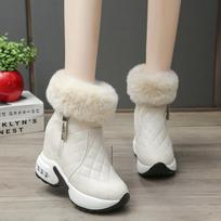 Winter Warm Rabbit Fur Sneakers Platform Snow Boots Women  Ankle Boots Female Causal Shoes Ankle Boots for Women 37 gray