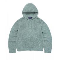 Thisisneverthat Crochet Knit Zip Up Hoodie Light Blue M gray