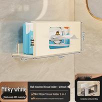 Lux Wall-Mounted Wet Wipe & Tissue Storage Box - Punch-Free, No-Trace, Multipurpose Bathroom Organizer white