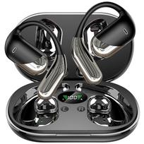 Belaidės ausinės Sportui Bluetooth V6.1 Ausinės su triukšmą slopinančiu mikrofonu 60 val. HiFi stereo Ausinės į ausį LED ekranas USB-C IPX7 juoda