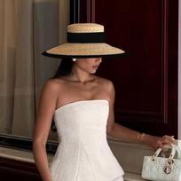 Prancūziškas elegantiškas šiaudinis vasaros skrybėlė moterims kelionėms prie jūros skrybėlė nuo saulės Hepburn stiliaus platus kraštas skrybėlė sombreros para mujer M55-58cm black