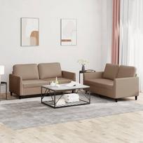 Vidaxl 2-Osobowa Sofa Z Poduszkami, Cappuccino, Sztuczna Skóra