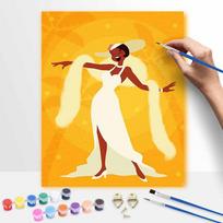 Disney Oil Painting Kit, Jazz Age Lady Hand Painting Canvas DIY Home Decor, Vibrant Artwork 137 40x50cm beige