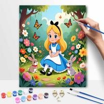 Disney Alice Wonderland Paint Hand Painting Kit Decoration Classic Style Home Decor Garden Animals Flowers Art Crafts DIY Wall Gift 50x70cm