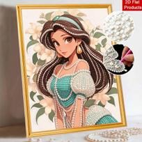 Disney Jasmine Art Painting Kit Home Wall Decor Handmade Gift Princess Pearl Beads DIY Crafts Full Drill Canvas Art Supplies Set 30x40 black