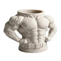 3D Printed Pen Holder, Bodybuilder Torso Shape, Muscular Fitness Desk Organizer, Creative Desktop Decoration, Gift for Boys balta
