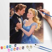 Disney Cinderella and Prince Charming Digital Oil Painting Art Kit Hand Painted Home Decor 20x30cm brown