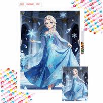 Disney Diamond Painting Art Kit Elsa Frozen Snowflake Handmade DIY Home Decor Gifts Round 20x30cm gray