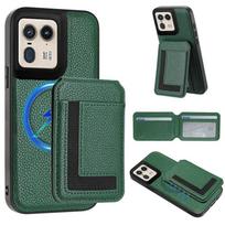 Skirta Motorola Moto Edge 50 Fusion Pro X50 Ultra G85 S50 Neo G Stylus Play Power 5G 2024 4G dėklas Dangtelis Kortelės Magnetinė piniginė Palaiko belaidį įkrovimą Moto Edge 50 Fusion tamsiai žalia spalva