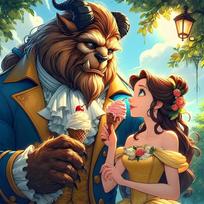 Disney 5D Diamond Painting Beauty and The Beast Cross Stitch Mosaic Kit Home Decoration Wall Sticker DIY Handmade Gift Round 30x30cm