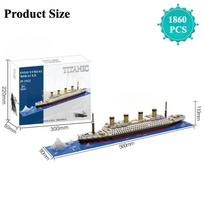 Mini Titanic Ship Model Building Blocks 3D Puzzle DIY Educational Titanic Toys for Adults and Kids  Birthday Gift blue
