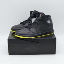 IO2052-001 Nike Air Jordan 1 Mid SE  Black/Opti Yellow  (Men's) 7 gray