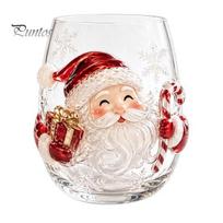 Kalėdinis stiklinis puodelis 3D, Santa, sniego senio, eglutės skulptūrinis puodelis, kūrybingas skulptūrinis dekoratyvinis šventinis indas gėrimams, šventinė dovana vakarėlio indams A beige
