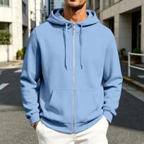 Men's Casual Zip-Up Hoodie Sweatshirt Jacket with Pockets XXL šviesiai mėlyna spalva