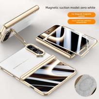 iPhone Duo Fold dėklas Prabangus PU odos Objektyvo laikiklis Stovas Apsauginis galinis dangtelis Magnetinio belaidžio įkrovimo telefono korpusui iPhone Ultra balta