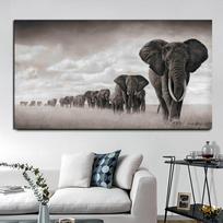 Afrikos dramblių plakatai ir spaudiniai Aliejinė tapyba ant drobės sienų menas Skandinavija Cuadros Namų nuotraukos, skirtos svetainės dekoravimui 60cm×170cm NoFrame