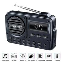 Nešiojamas FM radijas Įkraunama baterija USB TF MP3 muzikos grotuvas palaiko ausinių atkūrimo Bluetooth garsiakalbį su imtuvu FM radijas juoda
