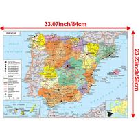 Prancūzijos žemėlapis-Ispanijos administracinis žemėlapis-Berėmis edukacinis sienų meno dekoras,Dovana kalbų besimokantiesiems ir geografijos entuziastams 84*59cm beige