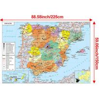 Prancūzijos žemėlapis-Ispanijos administracinis žemėlapis-Berėmis edukacinis sienų meno dekoras,Dovana kalbų besimokantiesiems ir geografijos entuziastams 225*150cm