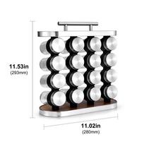 Spice Jar Rack Cruet Condiment Bottle Coffee Sugar Seal Jar Container Rack 16Pcs Kitchen Stainless Steel Condiment Set 11.53x11.02in white