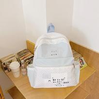 Korean simple and cute sweet polka dot backpack women's high-value campus party class schoolbag lightweight versatile backpack beige